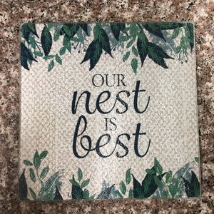 Our Nest Is Best Glass Trivet -Housewarming Gift?!
